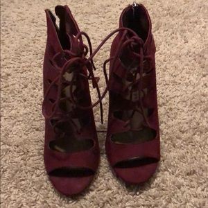 Chinese laundry burgundy suede lace up heels